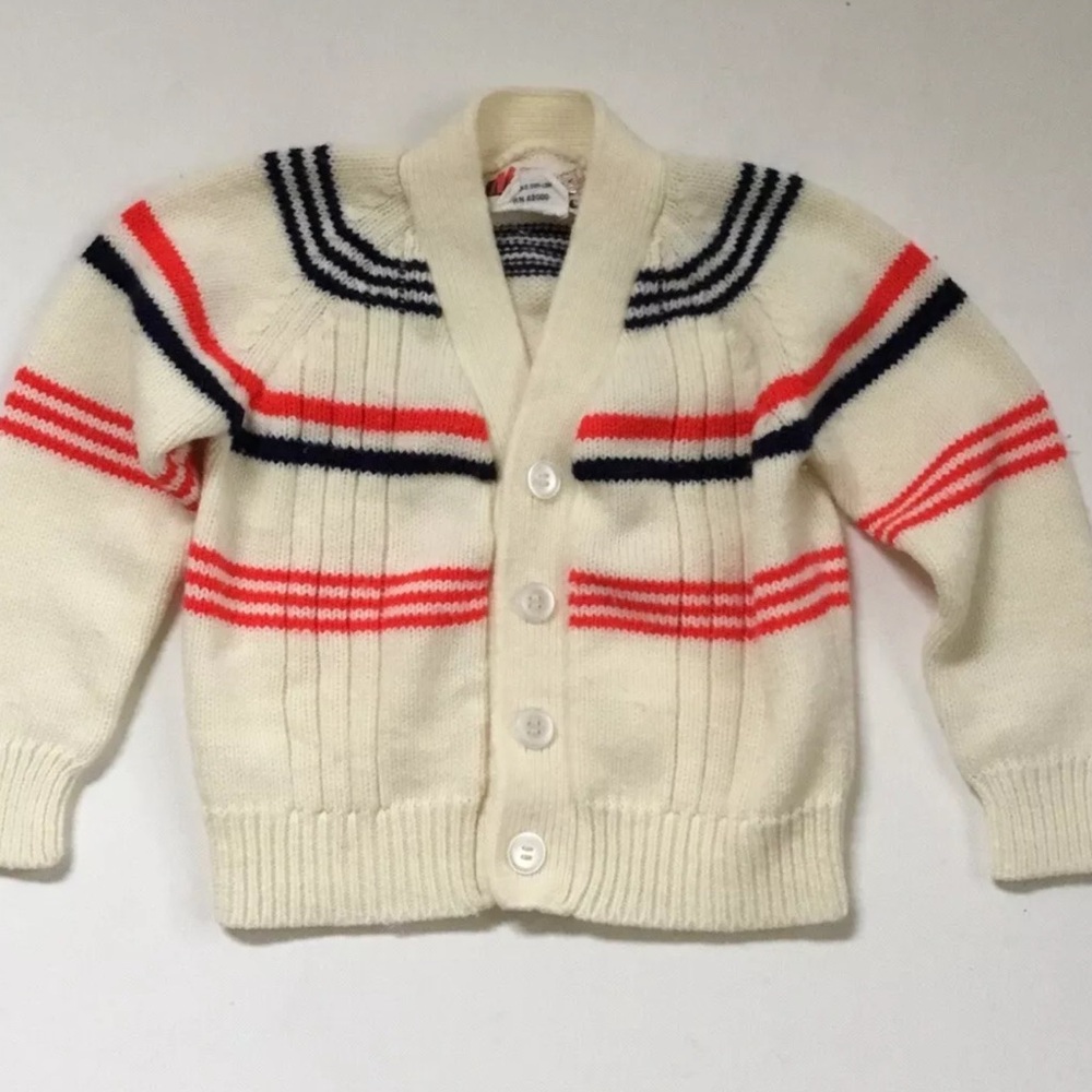 Vintage Toddler Preppy Button-up Cardigan Sweater 70s